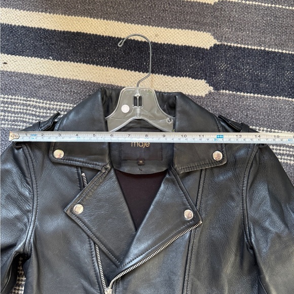 Stunning 100% Leather Maje Biker Jacket Sz 36 - Picture 13 of 16